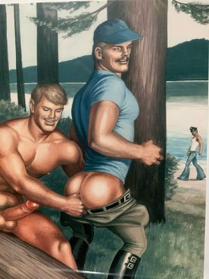 Tom of Finland Lithograph Print 1990s 13x17 Mounted On Mat board
