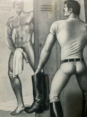 Tom of Finland Lithograph Print 1990s 13x17 Mounted On Mat board