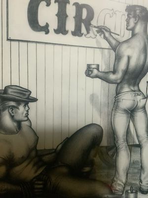 Tom of Finland Lithograph Print 1990s 13x16 Mounted On Mat board
