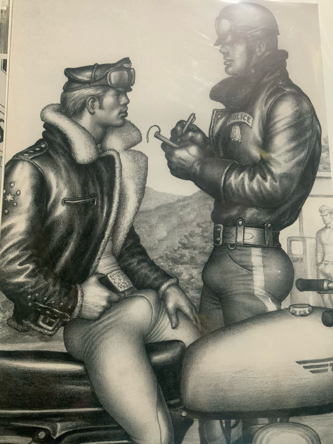 Tom of Finland Lithograph Print 1990s 13x17 Mounted On Mat board