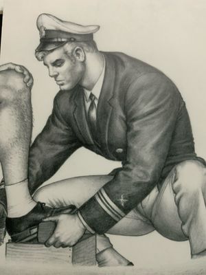 Tom of Finland Lithograph Print 1990s 13x17 Mounted On Mat board