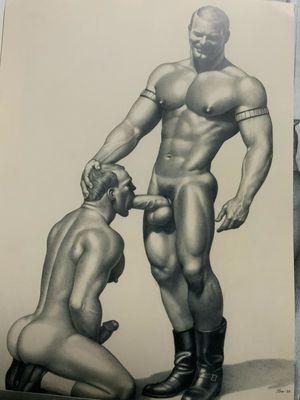 Tom of Finland Lithograph Print 1990s 13x17 Mounted On Mat board