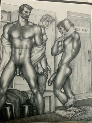 Tom of Finland Lithograph Print 1990s 11x14 Mounted On Mat board