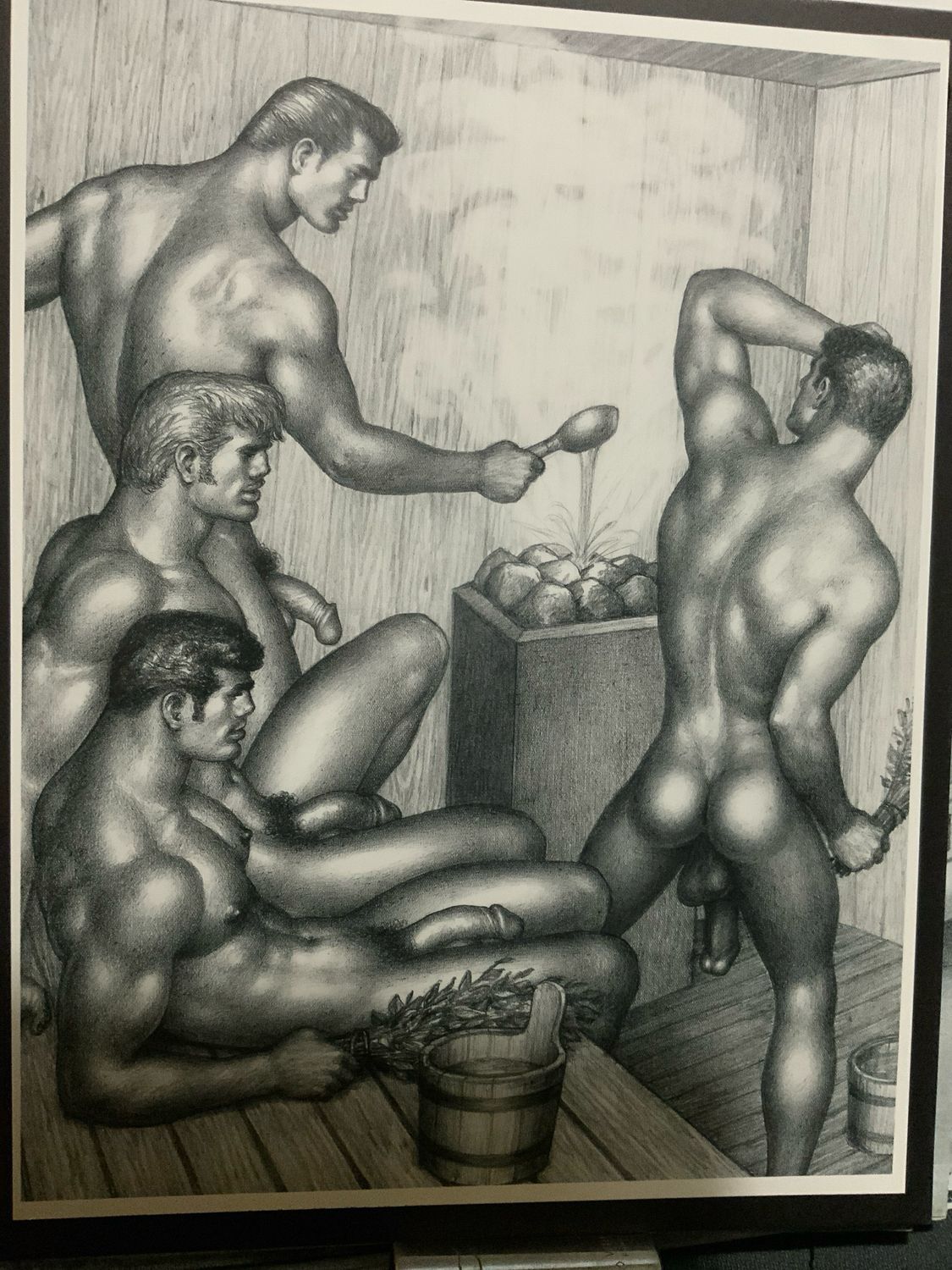 Tom of Finland Lithograph Print 1990s 11x14 Mounted On Mat board