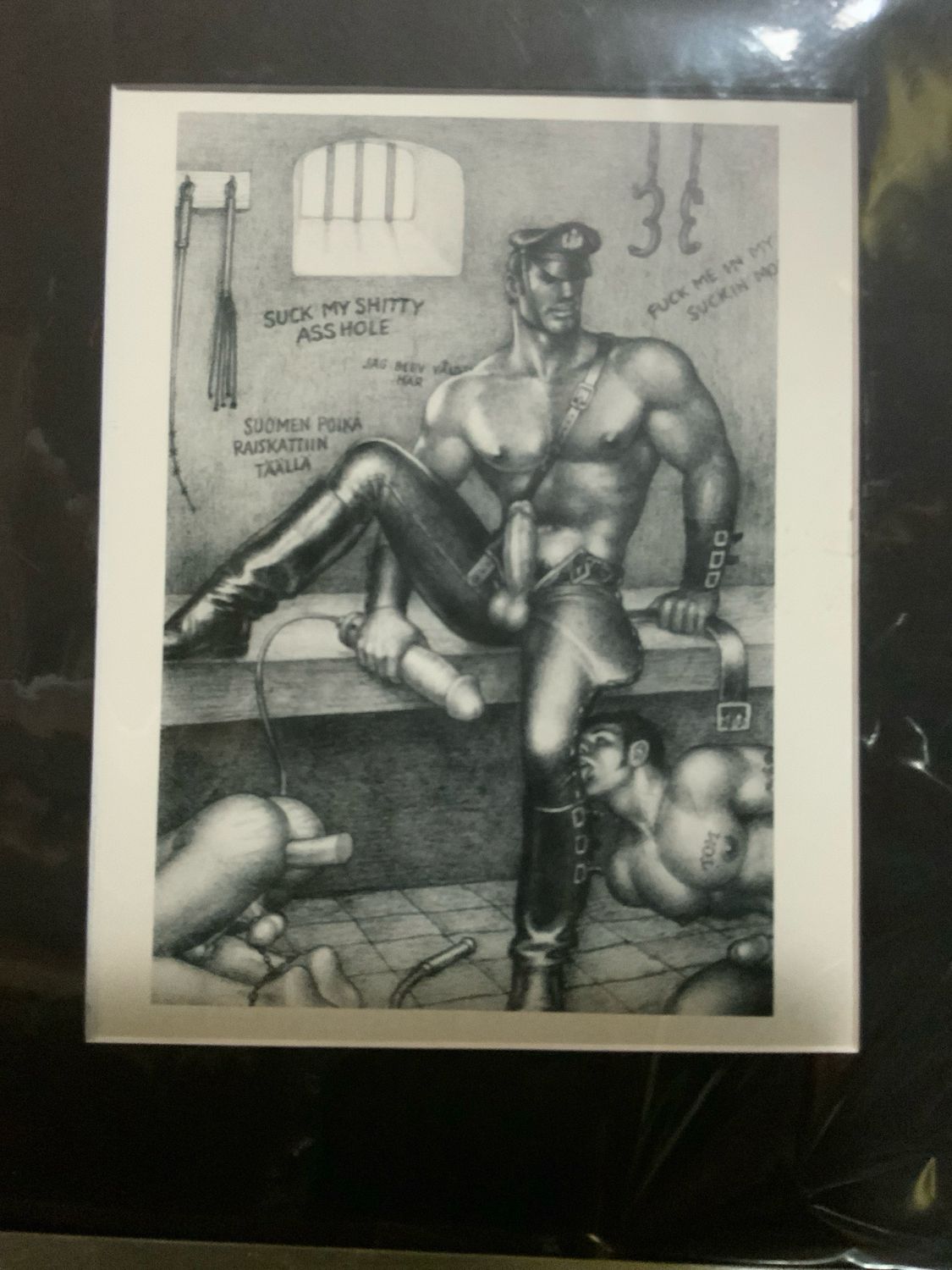 Tom of Finland Lithograph Print 1990s 8x10 Mounted On Mat board