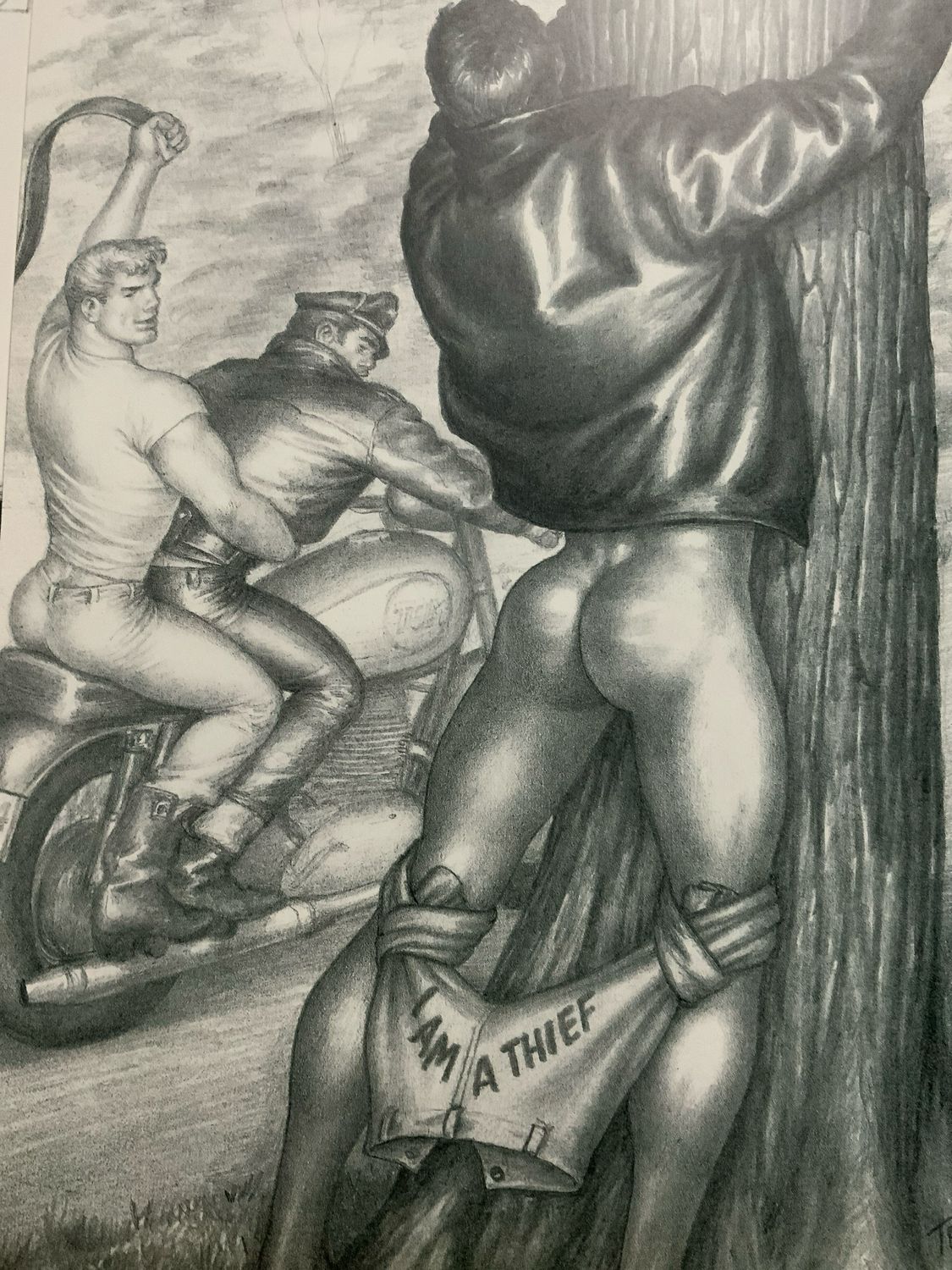 Tom of Finland Lithograph Print 1990s 13x17 Mounted On Mat board