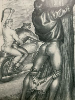 Tom of Finland Lithograph Print 1990s 13x17 Mounted On Mat board