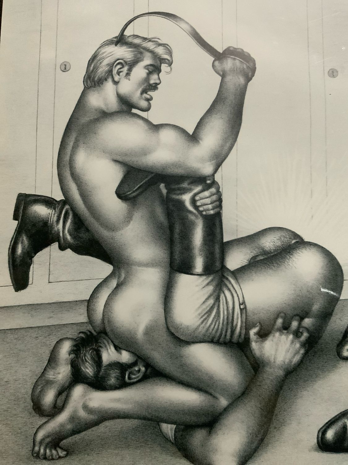 Tom of Finland Lithograph Print 1990s 12x17 Mounted On Mat board