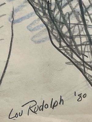 Lou Rudolf 1980 NYC Pastel On Paper “Best Friends”  Original 18” X 24”
