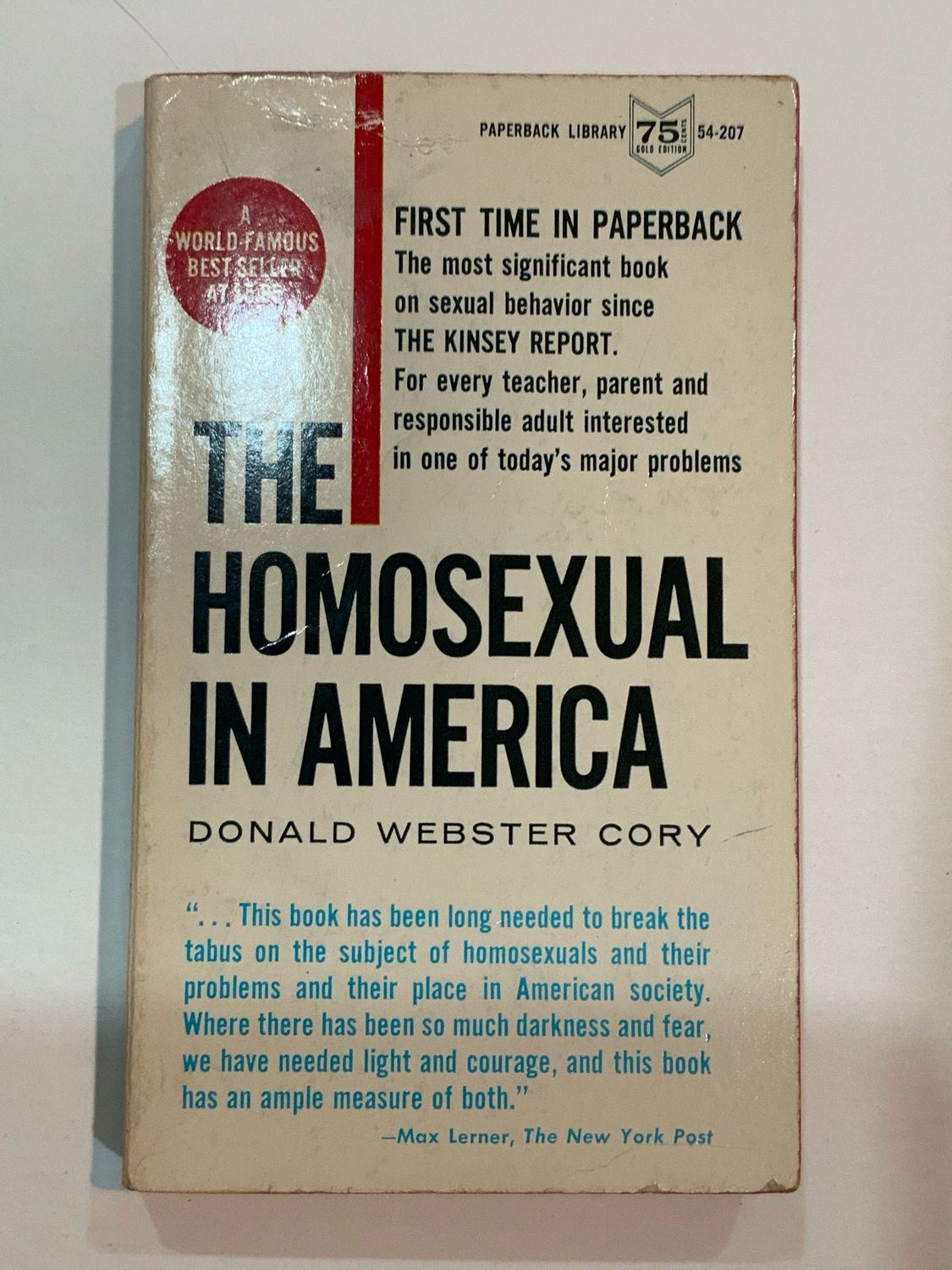 The Homosexual In America Paperback Library Edition First Printing, April 1963