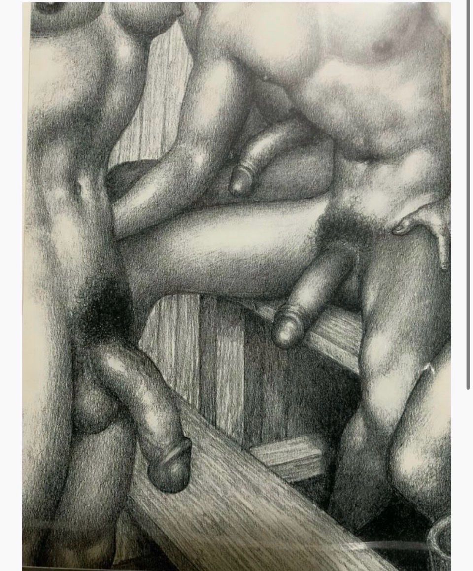 Tom of Finland Lithographs Offset Printing Circa 1990 On Mattboard