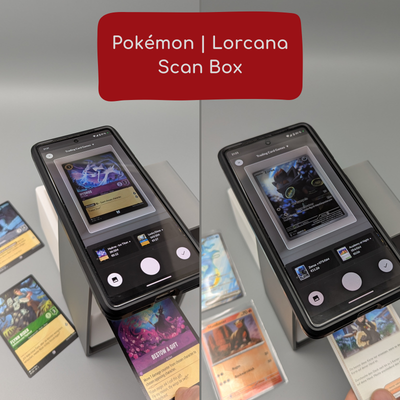 TCG Scan Box; Schnelles Scannen von Pokémon und Lorcana Karten mithilfe von Collectr/DelverLens und anderen Apps