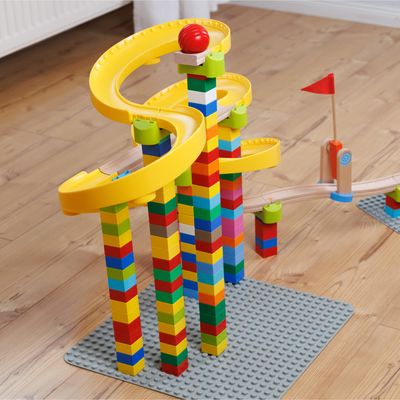Kullerbü Säulenadapter für Klemmbausteine (z.B. Duplo), kreatives Bauen in unglaublicher Höhe ab 2 Jahren (8 Stück)