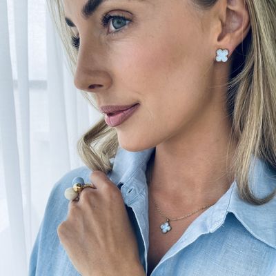 bud to rose - Ohrringe in &#39;Blau&amp;Gold&#39;