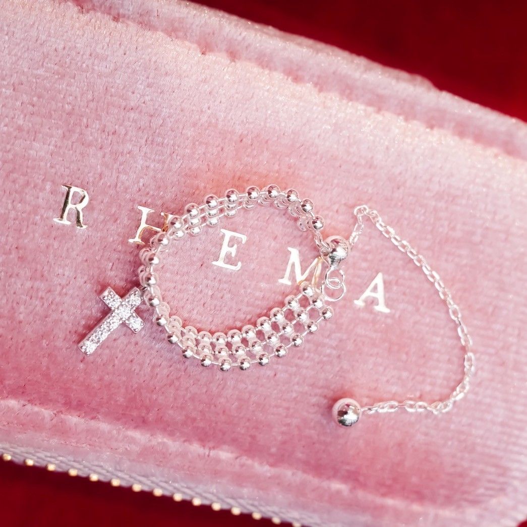 亮光十字架鍊戒