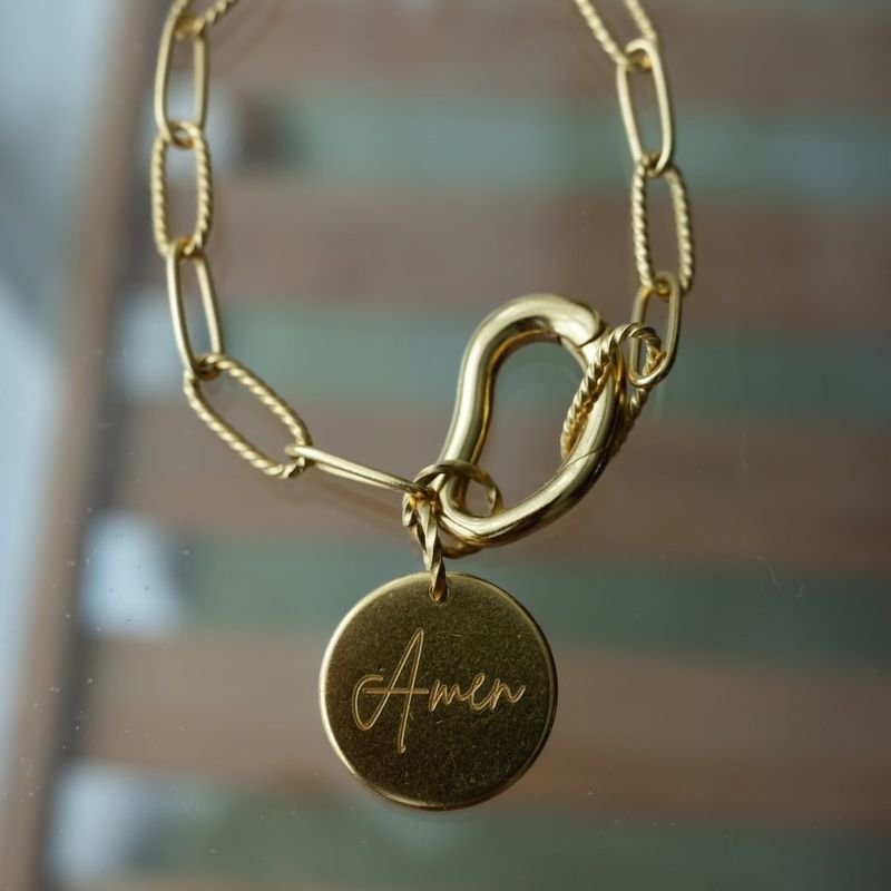 Amen/Hallelujah圓牌手鍊(迴紋針細款)
