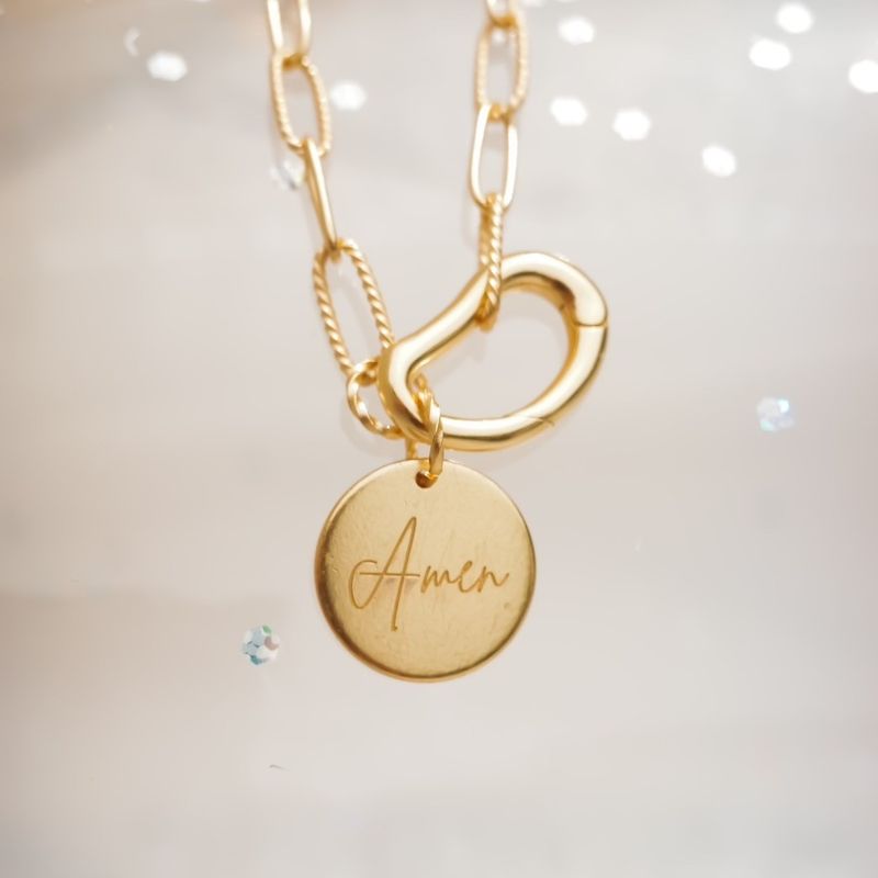 Amen/Hallelujah圓牌項鍊(迴紋針細款)