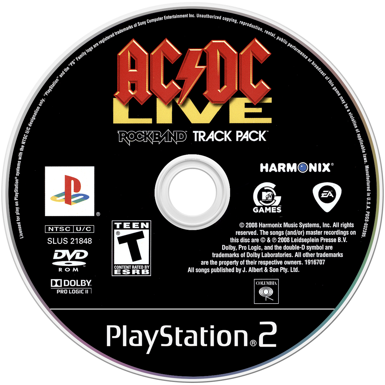AC/DC Live Rock Band Track Pack - PS2, Condition: Disc Only