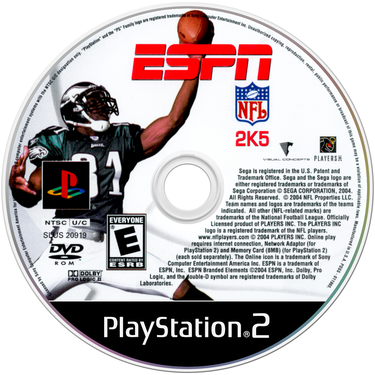 ESPN NFL 2K5 - PS2, Condition: Disc Only