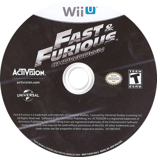Fast and the Furious: Showdown - Wii U, Condition: Disc Only
