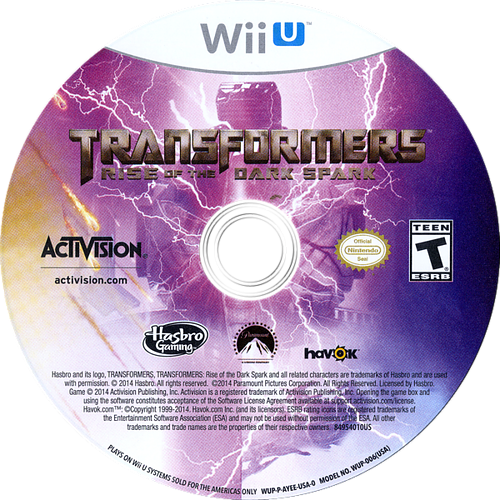 Transformers: Rise of the Dark Spark - Wii U, Condition: Disc Only