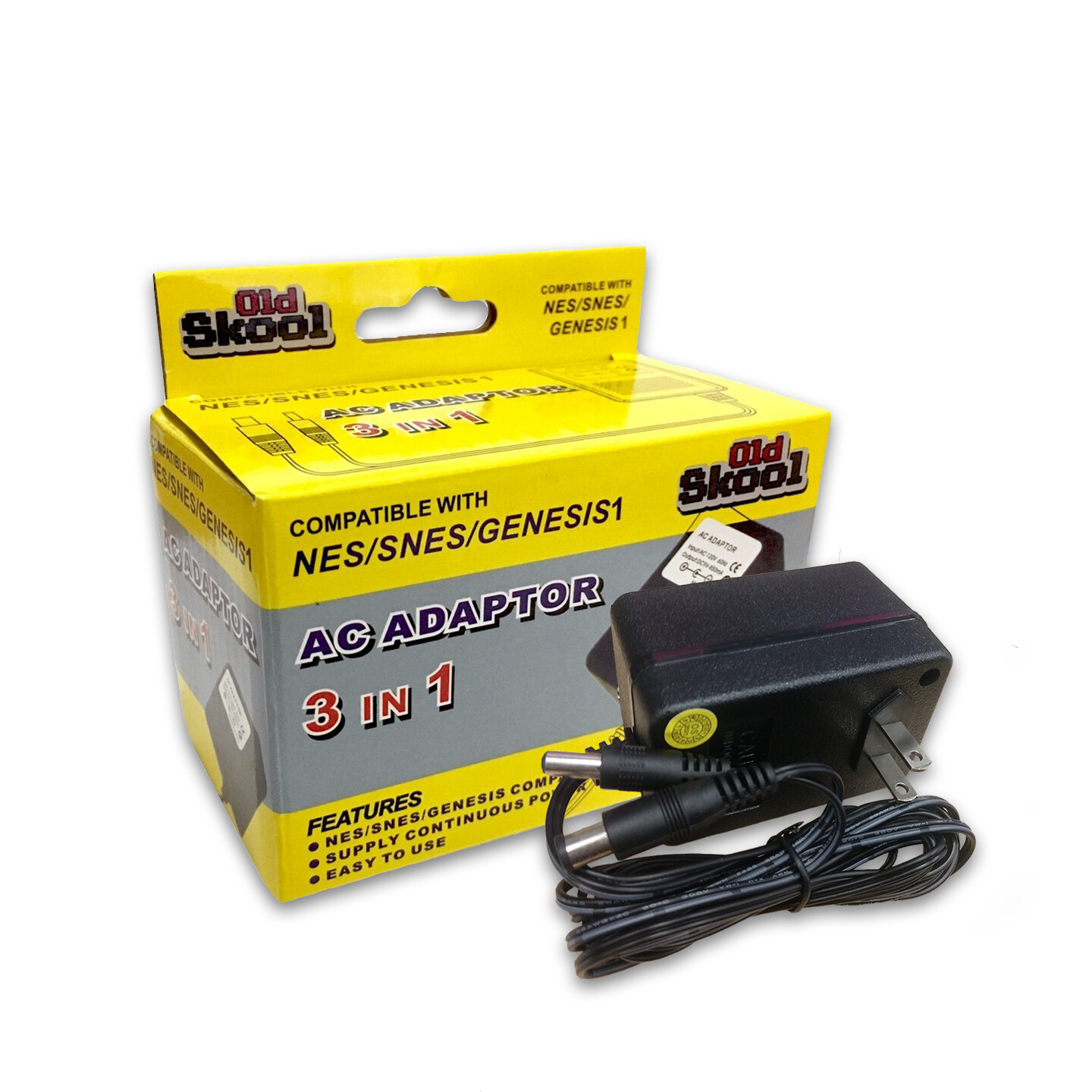 3 in 1 AC Adapter (SNES, NES, and Genesis 1) - Old Skool