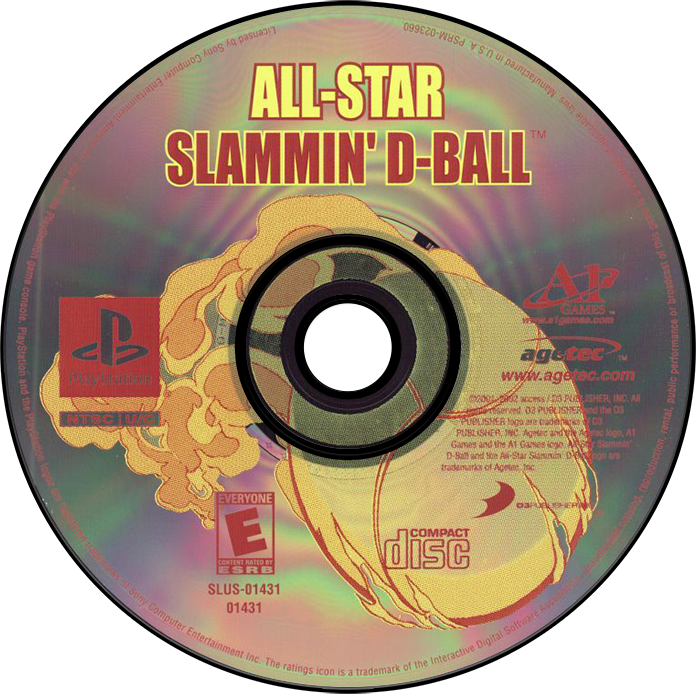 All-Star Slammin D-Ball - PS1, Condition: Disc Only