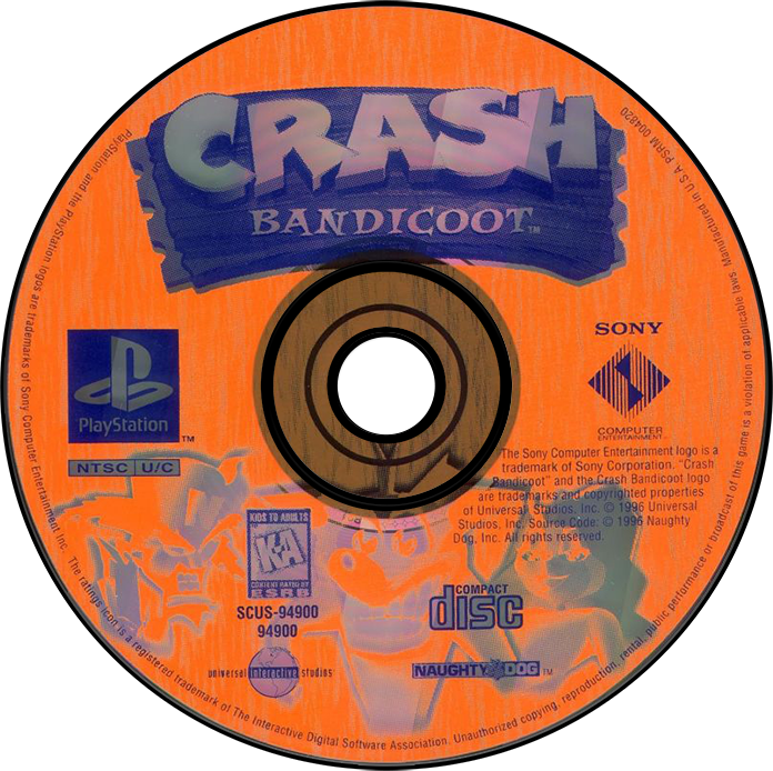 Crash Bandicoot [Black Label] - PS1, Condition: Disc Only