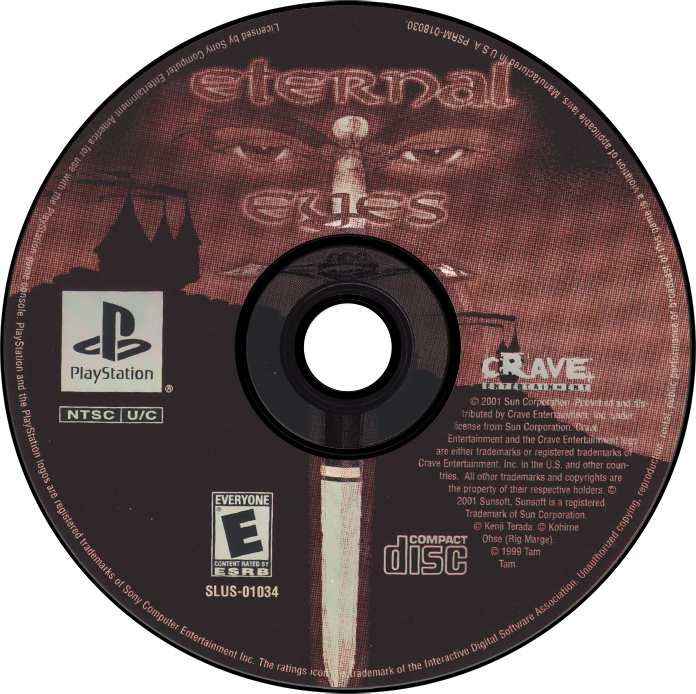Eternal Eyes - PS1, Condition: Disc Only