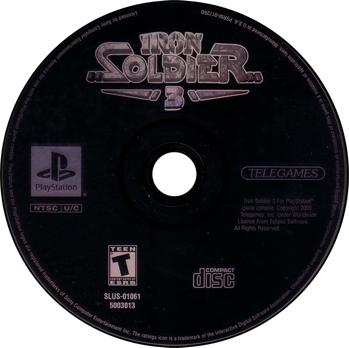 Iron Soldier 3 - PS1, Condition: Disc Only