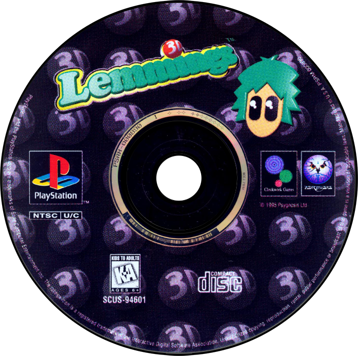 Lemmings 3D - PS1, Condition: Disc Only