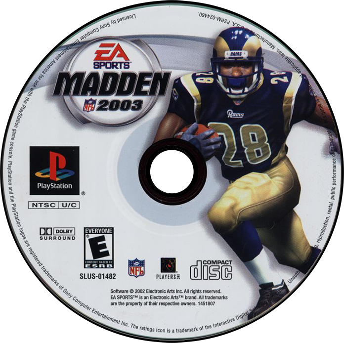 Madden 2003 - PS1, Condition: Disc Only