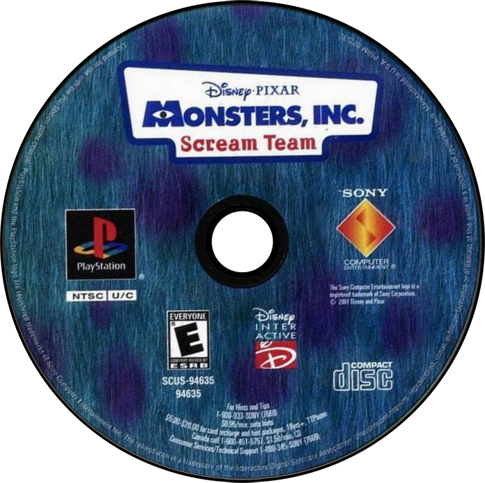 Monsters Inc - PS1, Condition: Disc Only