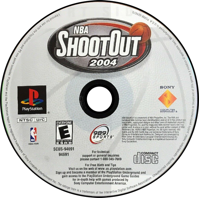 NBA Shootout 2004 - PS1, Condition: Disc Only