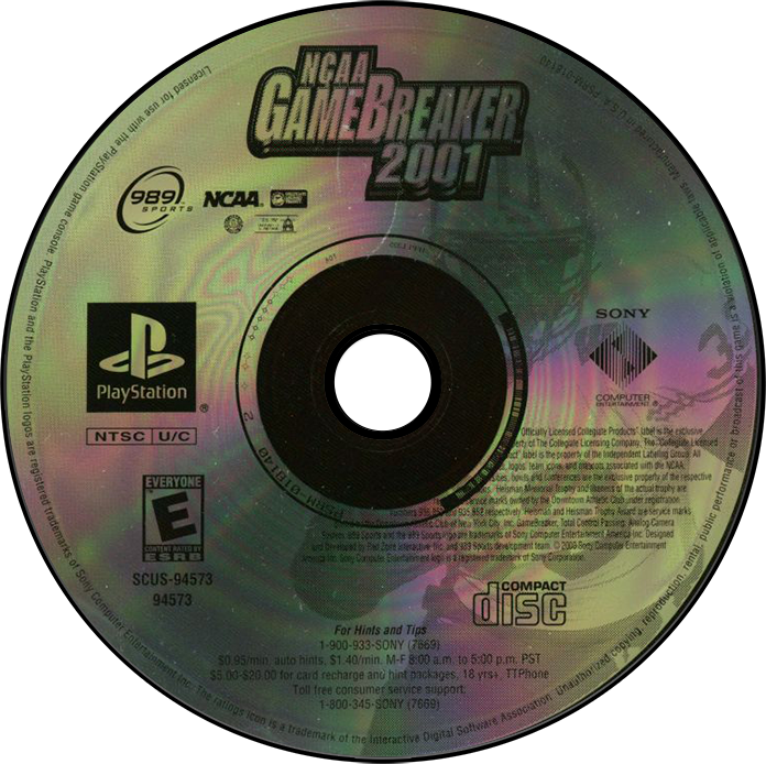 NCAA GameBreaker 2001 - PS1, Condition: Disc Only