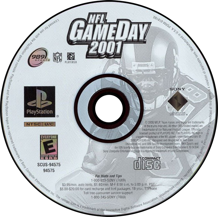 NFL GameDay 2001 - PS1, Condition: Disc Only
