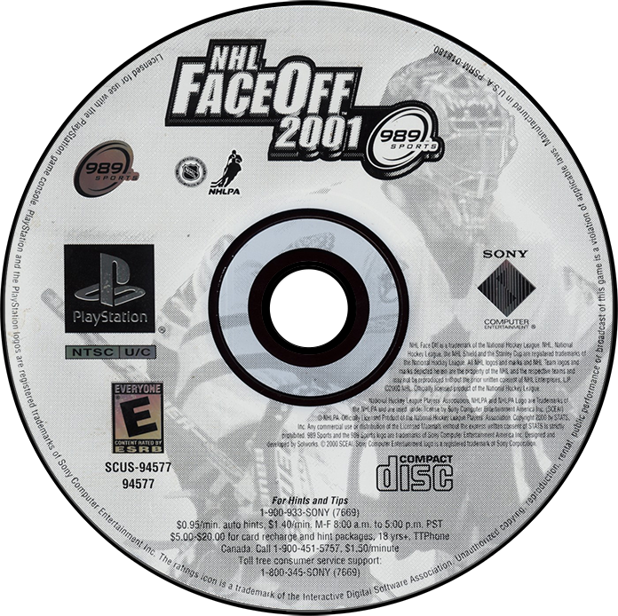 NHL FaceOff 2001 - PS1, Condition: Disc Only