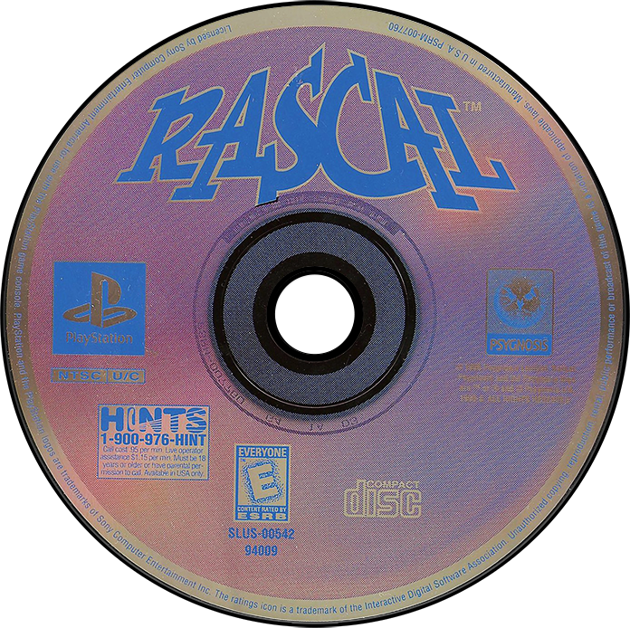 Rascal - PS1, Condition: Disc Only