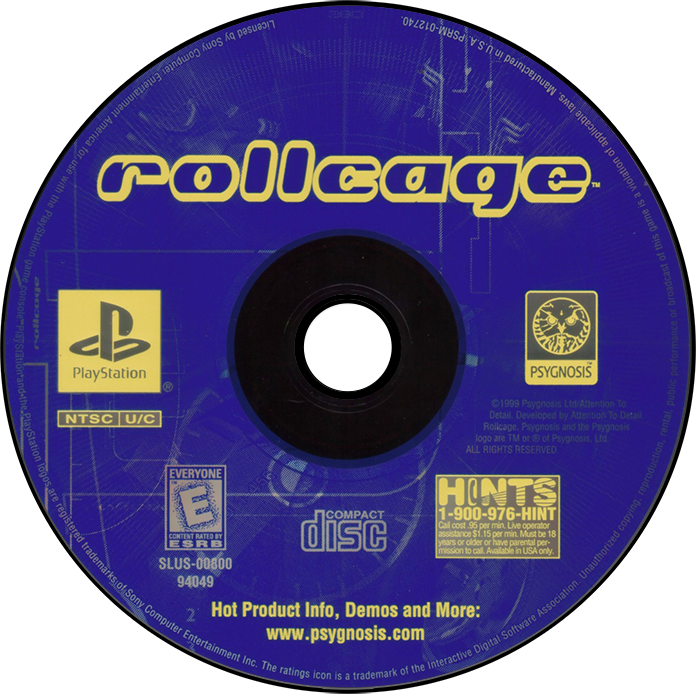 Rollcage - PS1, Condition: Disc Only