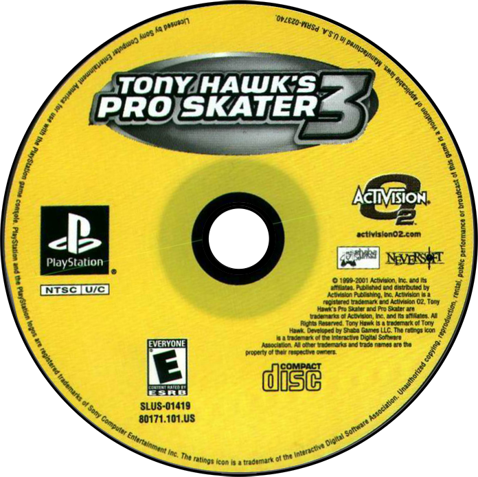 Tony Hawk 3 - PS1, Condition: Disc Only