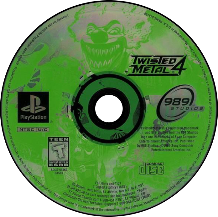 Twisted Metal 4 [Soundtrack Bundle] - PS1, Condition: Disc Only