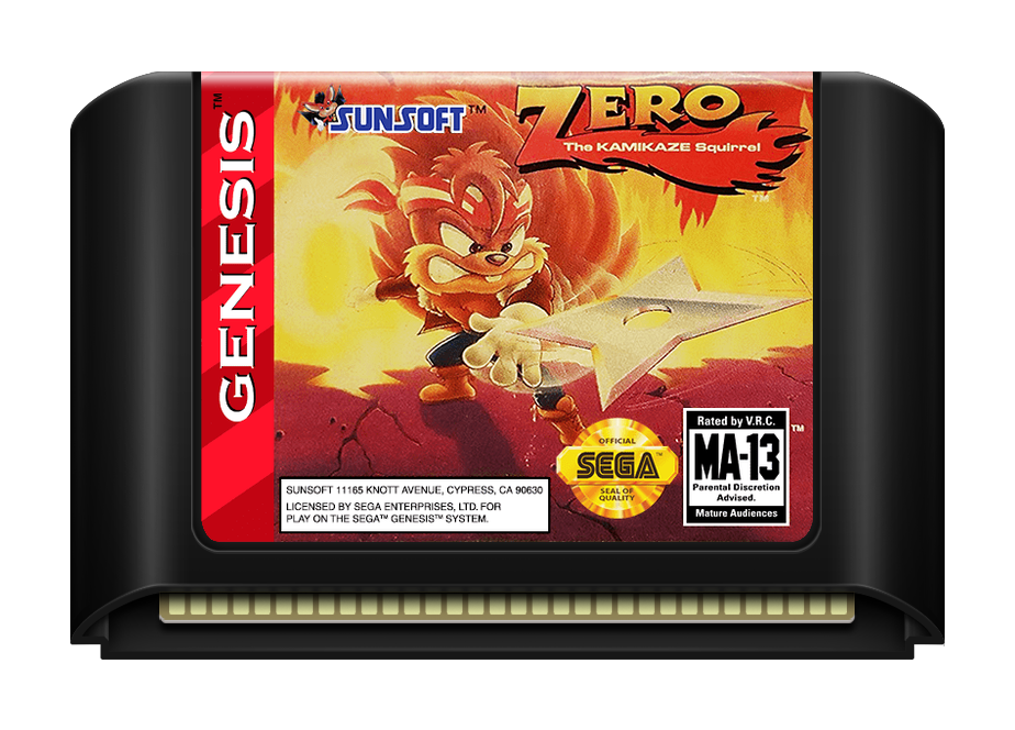 Zero the Kamikaze Squirrel - Genesis, Condition: Cart Only
