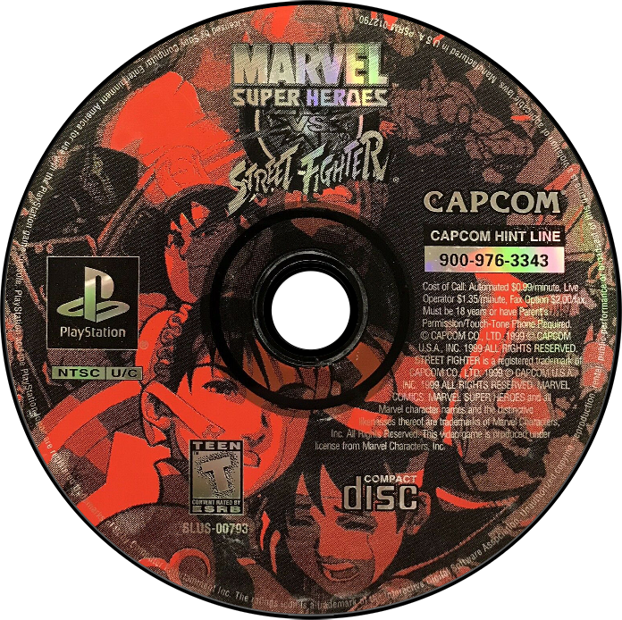 Marvel Super Heroes vs. Street Fighter - PS1, Condition: Disc Only