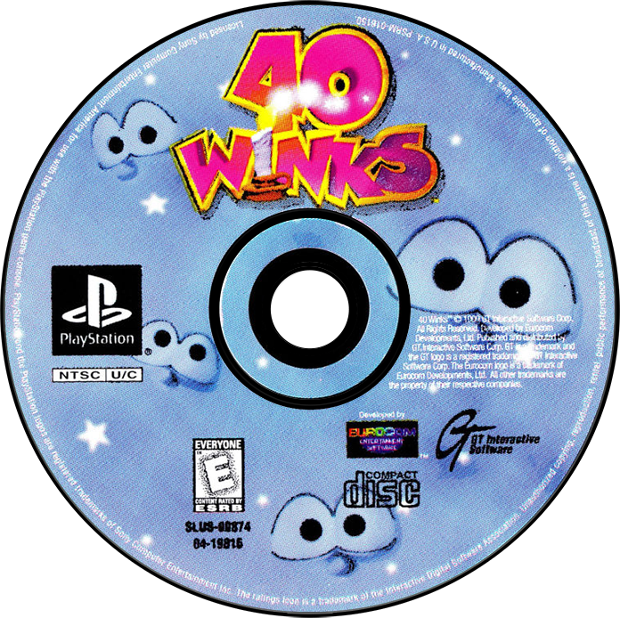 40 Winks - PS1, Condition: Disc Only