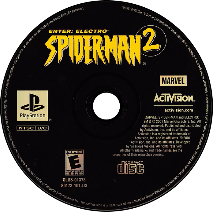 Spiderman 2 Enter Electro [Greatest Hits] - PS1, Condition: Disc Only