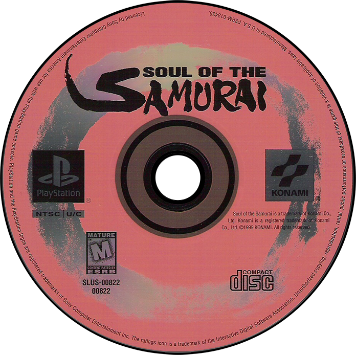 Soul of Samurai - PS1, Condition: Disc Only