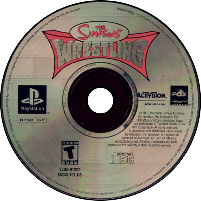 The Simpsons Wrestling - PS1, Condition: Disc Only