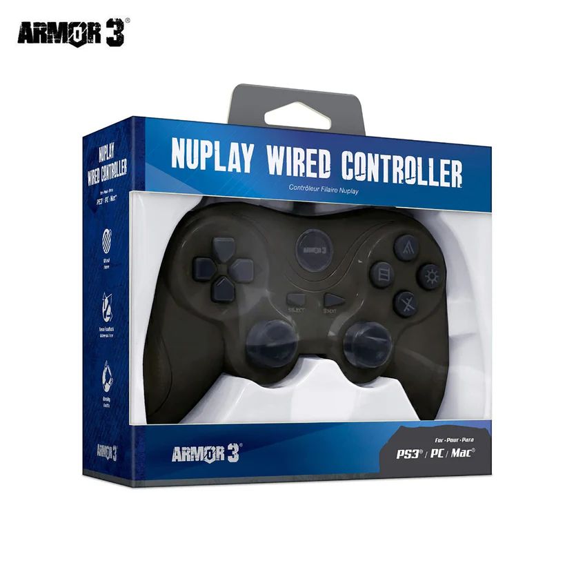NuPlay Wired Game Controller for PS3®  - Armor3, Color: Black