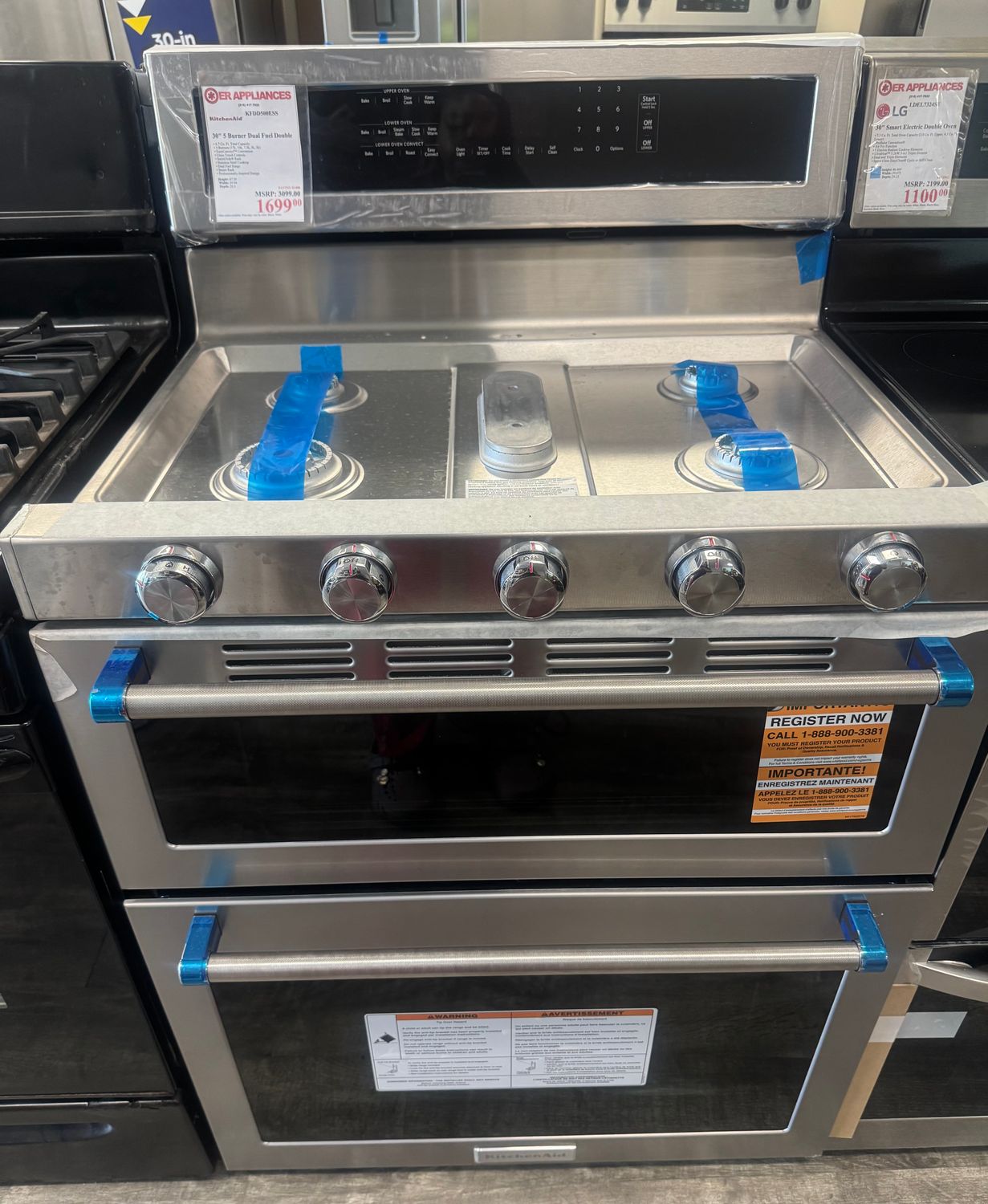 KitchenAid 30" 5 Burner Dual Fuel Double