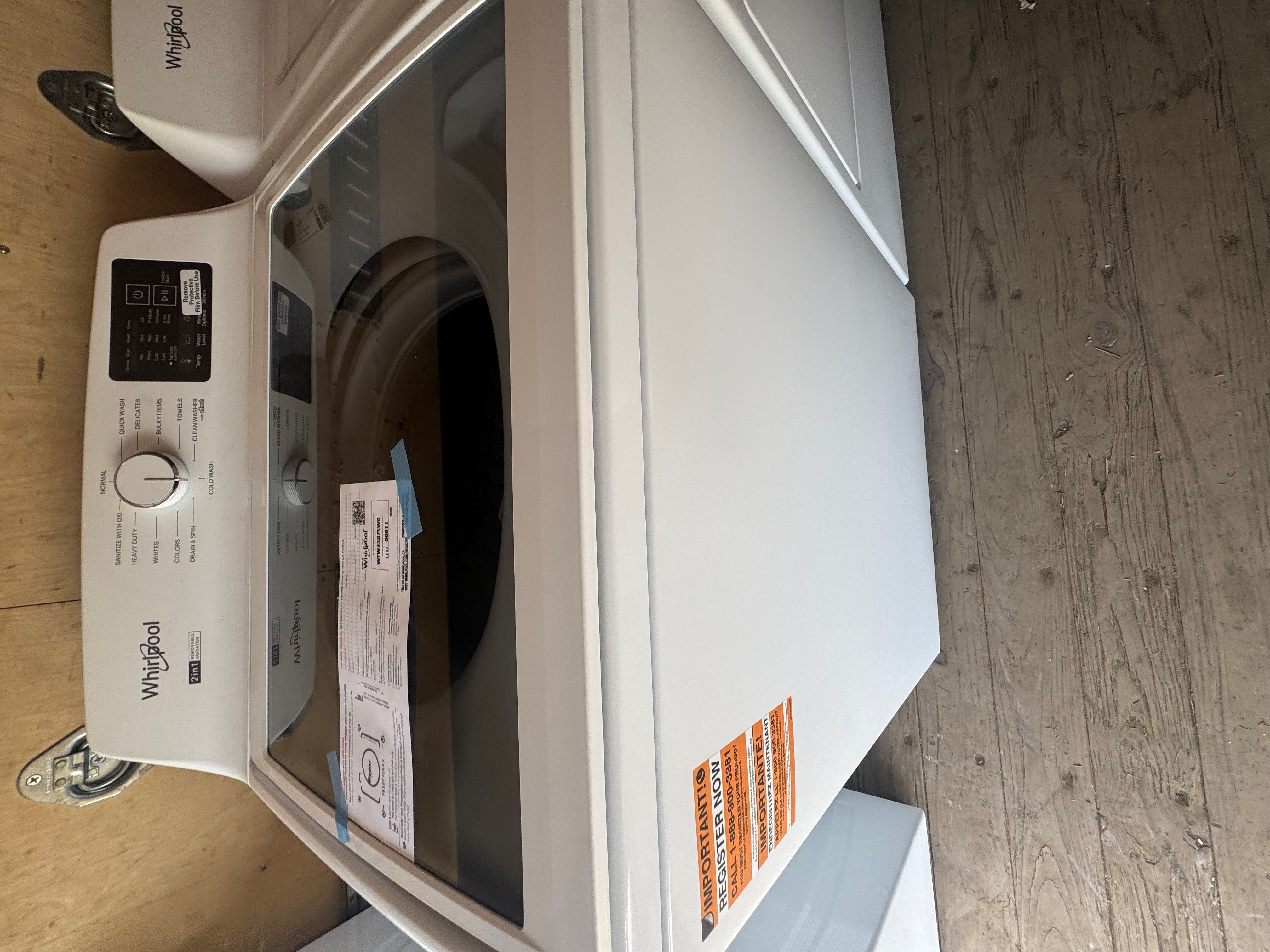 Whirlpool 4.3 Cu. Ft. Top Load Washer & 7.0 Cu. Ft. Electric Dryer Laundry Set – WTW4307SW / WED4307SW